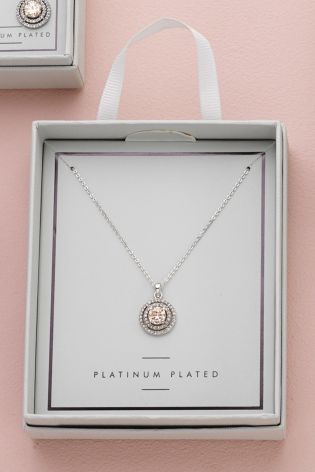 Platinum Plated Jewelled Necklace